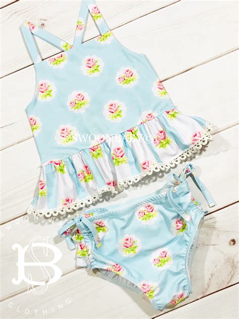 Preorder Swoon Baby Prim Rose 2pc Tunic Swimsuit Sb205 Toddler