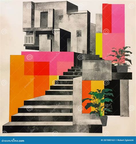 Brutal Beauty: Abstract Collage Art Depicting a House in Brutalist