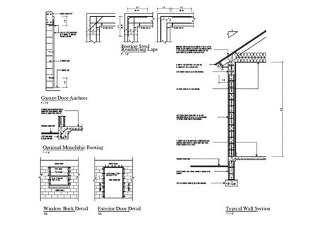 Typical Wall Section Details With Footings And Monolithic