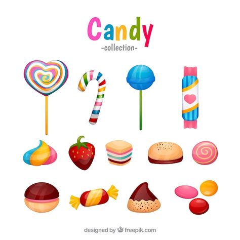 Colección De Dulces Coloridos En Estilo Hecho A Mano Vector Gratis