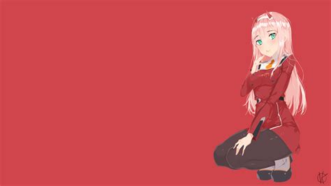 Darling In The Franxx Zero Two On Side With Red Background 4k Hd Anime Wallpapers Hd