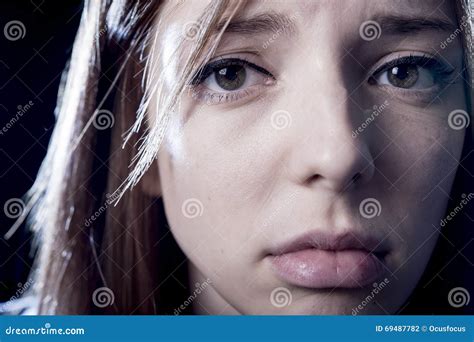 Teenager Girl In Stress And Pain Suffering Depression Sad And Scared In
