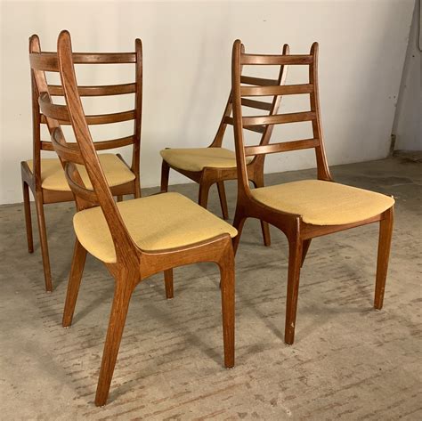 Click continue to switch to our uk website. 4 Danish teak ladder back dining chairs by Kai Kristiansen for Korup Stolefabrik, 1960s | #124121