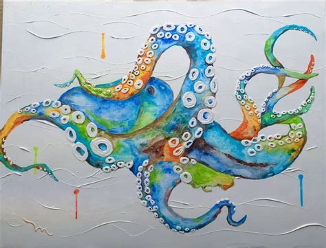 Custom Made Octopus Ocean Painting Acrylics W Textured Etsy