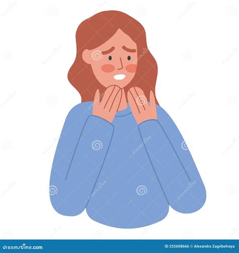 Ashamed Person with a Blush on the Face, Embarrassed, Awkward. Hands