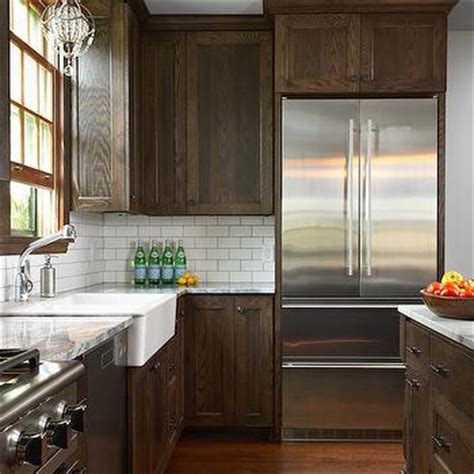 The characteristic features of this style of door are a square framed design with an inset flat centre panel. Dark Brown Kitchen Cabinets - Transitional - kitchen ...