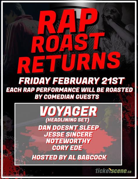We are going to share one of them. Rap Roast Returns | Voyager Al Babcock and Guests, Kingston, ON live at The Mansion - February ...