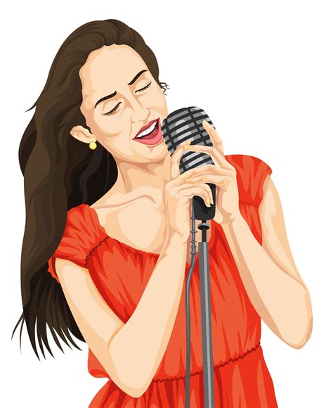 vector illustration of woman singing on microphone Apprendre à chanter facile