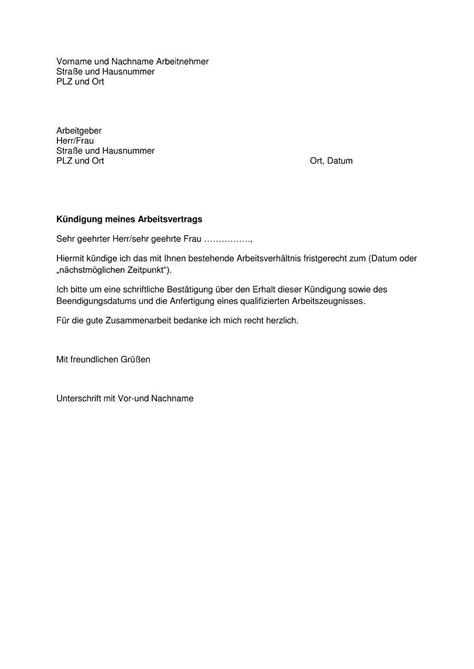 Die entscheidung, einen job aufzugeben und das unternehmen zu verlassen, in . Kündigung Arbeitsvertrag Vorlage - Kündigung Vorlage fwptc ...