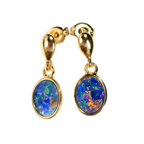 Quantic Mirror 18kt Gold Plated Natural Australian Opal Earrings