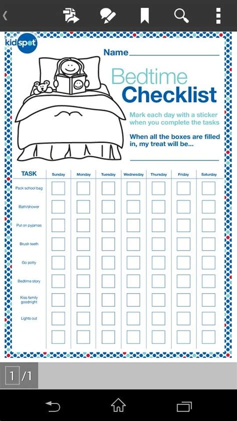 bedtime checklist bedtime checklist school