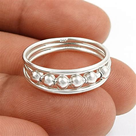 Fidget Ring Anxiety Bead Ring Anxiety Ring Spinner Ring 925 Etsy