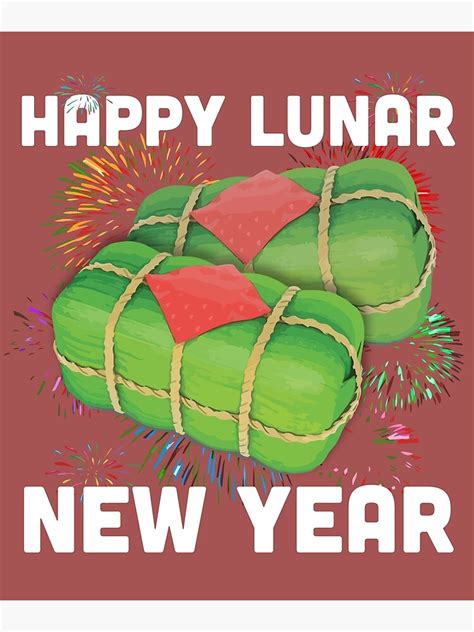 Happy Lunar New Year Symbols Of Tet Poster By Simongoodbun Redbubble