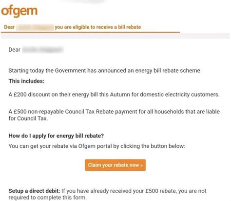 Energy Rebate Scam Email
