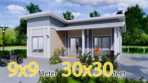 Best House Plans 9x9 Meters 30x30 Feet 2 Beds House Design 3d