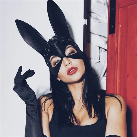 Rabbit Pu Sexy Leather Cosplay Mask Bunny Girl Cosplay Fetish Bdsm Halloween Masquerade Mask