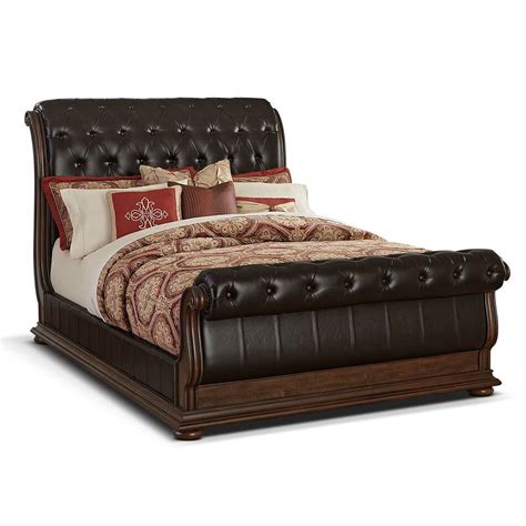 Monticello 5 Piece Upholstered Sleigh Bedroom Set With Dresser And Mirror Value City Furniture