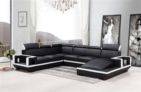 divani casa  modern black white bonded leather