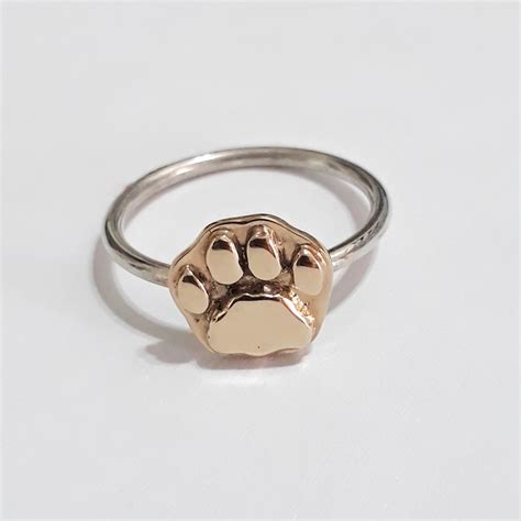 Sterling Silver With 9ct Gold Lion Paw Stack Ring Goldfish Jewellery