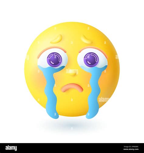 3d Cartoon Sad Crying Emoticon Style Icon Stock Vector Image And Art Alamy