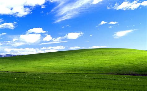 природа пейзаж небо холм трава поле облака Windows Xp Hd обои