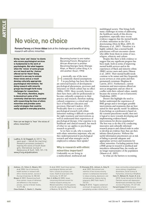 Pdf No Voice No Choice The Challenges And Benefits Of Doing