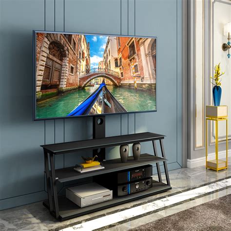 Three Layers Shelf Floor Tv Stand With Swivel Mount For 32 Lk