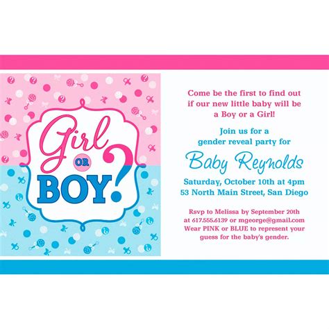 Custom Girl Or Boy Gender Reveal Invitation Party Supplies Party City