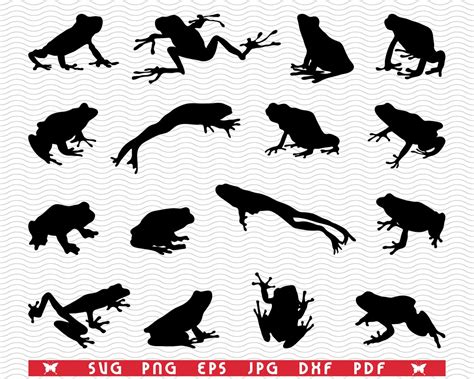 Svg Frogs Black Silhouettes Digital Clipart Files Eps  Etsy