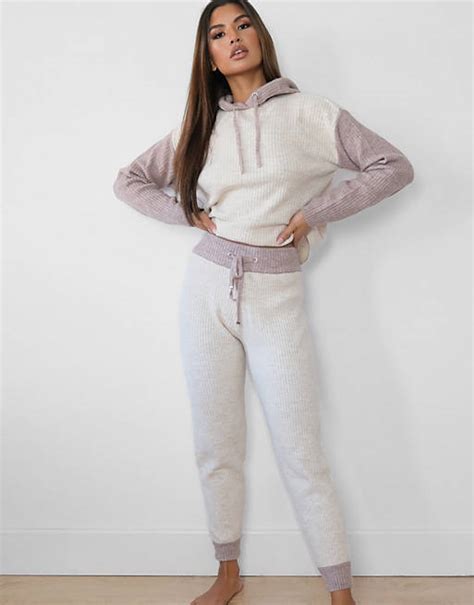 Missguided Co Ord Colourblock Joggers In Stone Asos