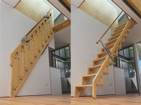 Wooden Retractable Stair Bcompact Hybrid Stair By Bcompact Folding