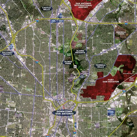San Antonio (Expanded) - Aerial Wall Mural - Landiscor Real Estate Mapping