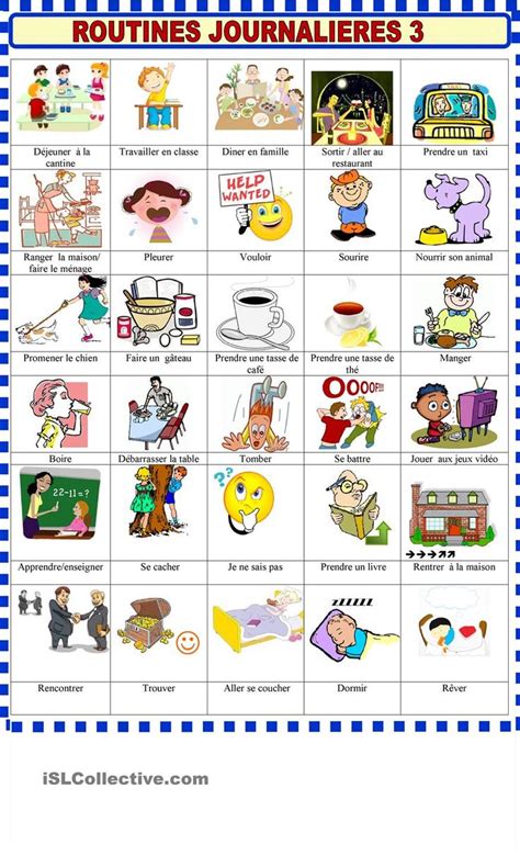 La Routine 3 Action Verbs French Language Lessons Ways Of Learning