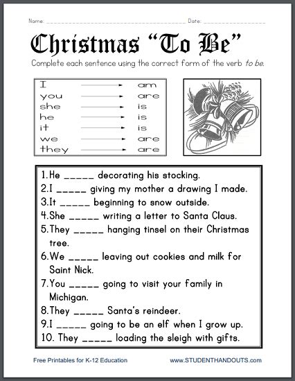 Draw the presents you would like for christmas under the tree! Christmas To Be Verb Worksheet | Student Handouts
