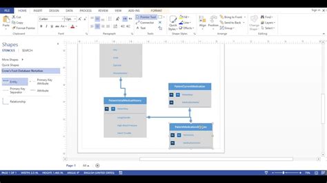 Visio 2013 Database Diagram Crows Foot Notation Youtube