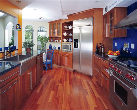 The most common dark wood kitchen material is wood. 34 Kitchens with Dark Wood Floors (Pictures)