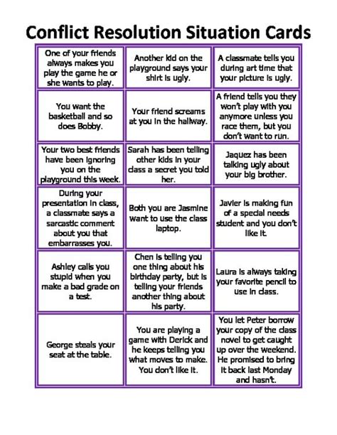 Conflict Resolution Situation Cards By Counsel Creative Tpt