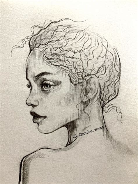 Side Profile Portrait Of A Woman Face Profile Drawing Side Face