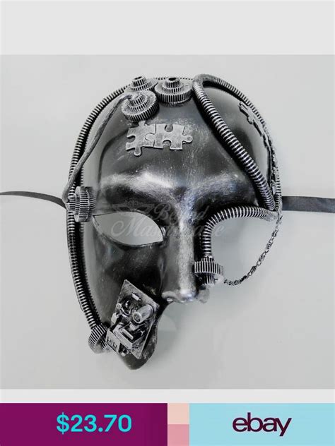Steampunk Half Face Costume Theater Masquerade Mask For Men Metallic