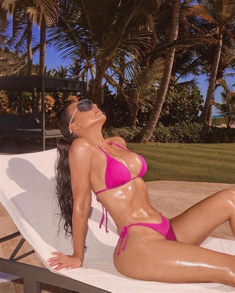 kim kardashian posts oiled up bikini pics from tropical vacation