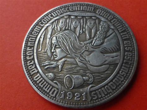 Hobo Dollar Coin Naked Girl Being Stamped On By The Devil Etsy