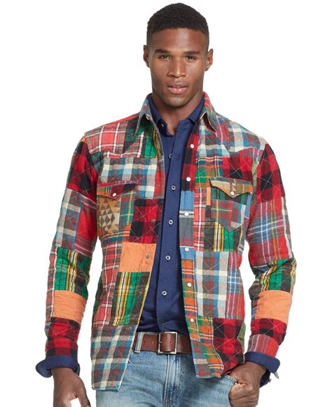 Polo Ralph Lauren Patchwork Flannel Western Shirt For Men Lyst