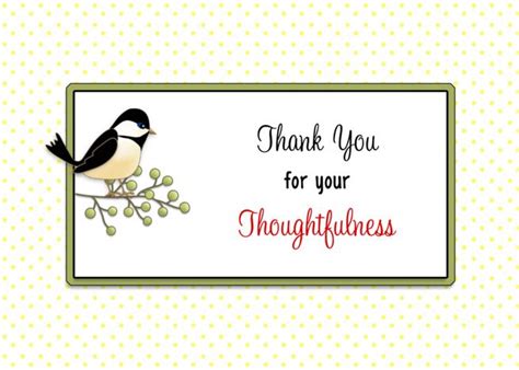 Thank You For Your Thoughtfulness Greeting Card Stems Chickadee Bird