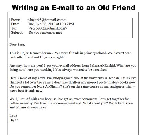 Email format for sending resume to friend. Unit 2:Writing an email to an old friend