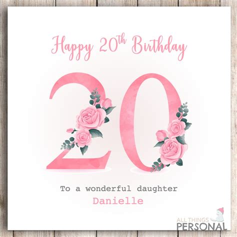 Personalised 20th Birthday Card For Daughter Granddaughter Etsy Polska