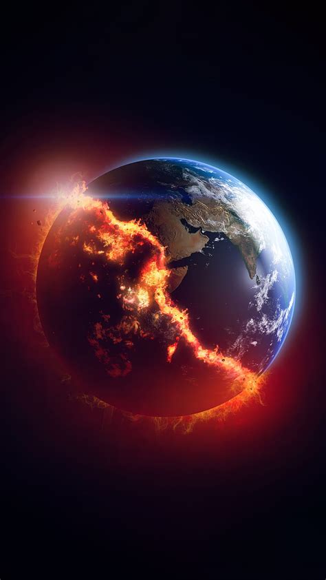 Burning Planet Armageddon Climate Dead Destruction Earth Fire