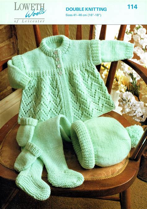 Pdf Baby Knitting Pattern Layette Pram Set Matinee Coat Etsy