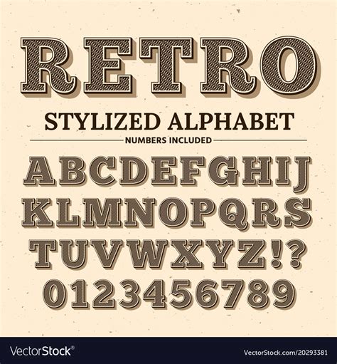 Vintage Typography Font Decorative Retro Vector Image