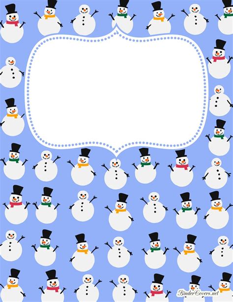 Cubierta Para Cuaderno Muñeco De Nieve Binder Cover Templates Binder