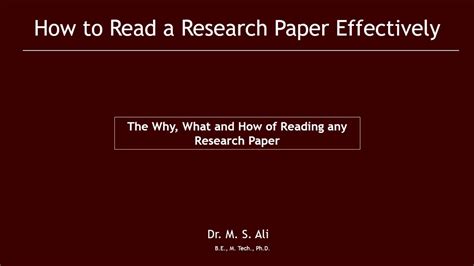 How To Read A Research Paper Effectively Youtube